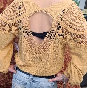 Free People Off The Shoulder Knit Top New With Tags Size Medium